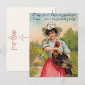  Thanksgiving vrouw en Turkije Briefkaart (Voorkant / Achterkant)