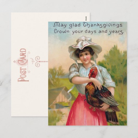  Thanksgiving vrouw en Turkije Briefkaart (Voorkant / Achterkant)