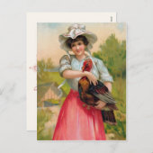  Thanksgiving vrouw en Turkije Briefkaart (Voorkant / Achterkant)