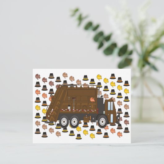 Thanksgiving vuilniswagen november feestdagenkaart (Staand voorkant)