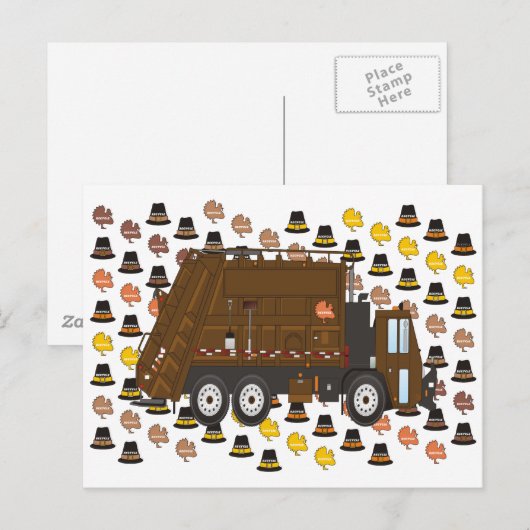 Thanksgiving vuilniswagen november feestdagenkaart (Voorkant / Achterkant)