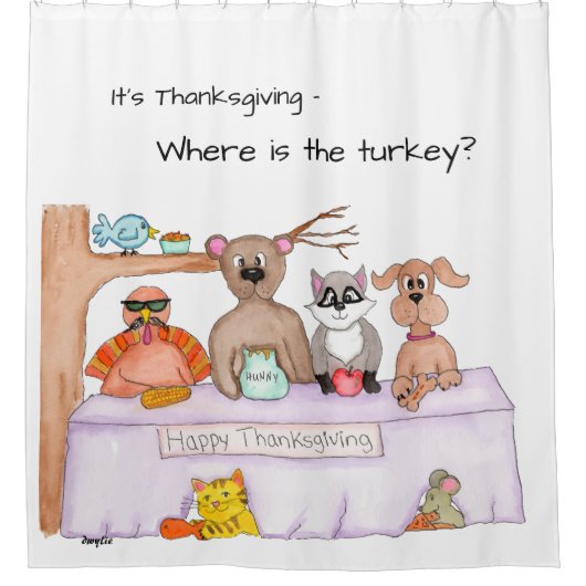 Thanksgiving - Waar is de kalkoen? Douchegordijn (Voorkant)