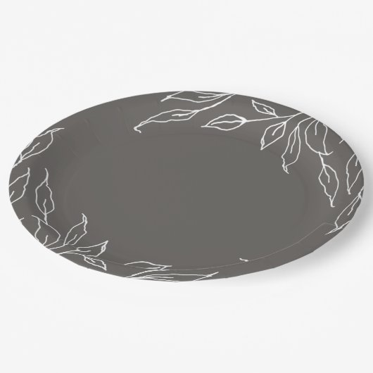 Thanksgiving Warm Grey Leaf Motif Papieren Bordje (Gekanteld)