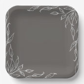 Thanksgiving Warm Grey Leaf Motif Papieren Bordje (Voorkant)