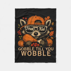 Thanksgiving Wasbeer Verwilderd Kind Gobble Tot Je Fleece Deken