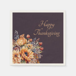Thanksgiving-Watercolor Bloemen-Paars- Servet