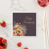 Thanksgiving-Watercolor Bloemen-Paars- Servet (Insitu)