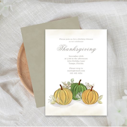 Thanksgiving Watercolor Gourds Custom Kaart