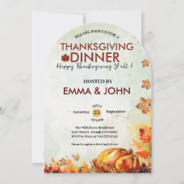 Thanksgiving Watercolor Leaves Fall Autumn Turkey  Kaart