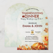 Thanksgiving Watercolor Leaves Fall Autumn Turkey Kaart (Voorkant / Achterkant)