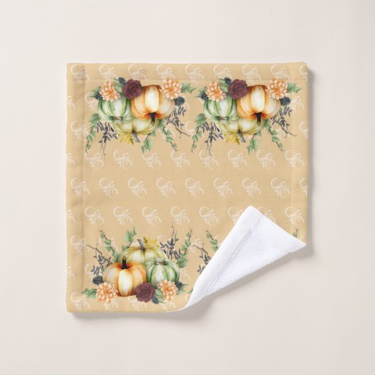 Thanksgiving Waterverf Bath Green Autumn Pumpkin Bad Handdoek (Wasdoekje)