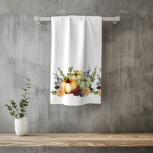 Thanksgiving Waterverf Bath Green Autumn Pumpkin Bad Handdoek