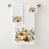Thanksgiving Waterverf Bath Green Autumn Pumpkin Bad Handdoek (Insitu)