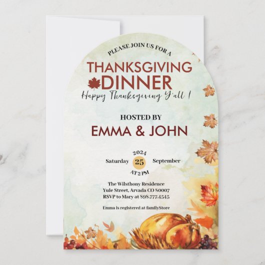 Thanksgiving Waterverf Bladeren Herfst Eend Kerst Kaart (Voorkant)