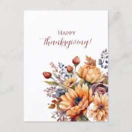 Thanksgiving-Waterverf Bloemen- Briefkaart