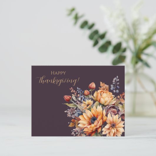 Thanksgiving-Waterverf Bloemen- Briefkaart (Staand voorkant)