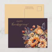 Thanksgiving-Waterverf Bloemen- Briefkaart (Voorkant / Achterkant)