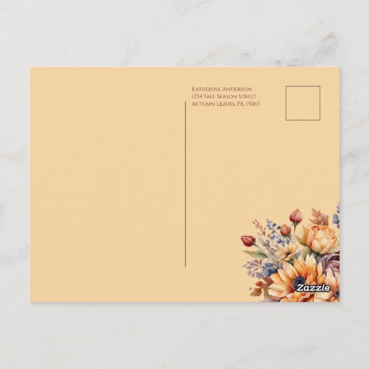Thanksgiving-Waterverf Bloemen- Briefkaart (Achterkant)