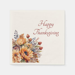 Thanksgiving-Waterverf Bloemen- Servet