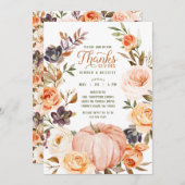 Thanksgiving Waterverf Bloemenpompoenuitnodiging Kaart (Voorkant / Achterkant)