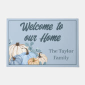 Thanksgiving Waterverf Blue Pumpkin Patch Deurmat (Voorkant)
