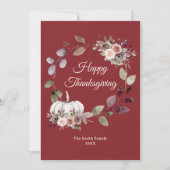 Thanksgiving Waterverf Bourgondische Rozen Flat Feestdagenkaart (Voorkant)