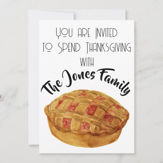 Thanksgiving Waterverf Cherry Pie Invitation Kaart (Voorkant)