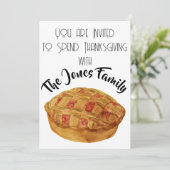 Thanksgiving Waterverf Cherry Pie Invitation Kaart (Staand voorkant)