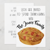 Thanksgiving Waterverf Cherry Pie Invitation Kaart (Voorkant / Achterkant)