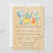 Thanksgiving Waterverf Desert Cactus Pumpkin Kaart (Voorkant)