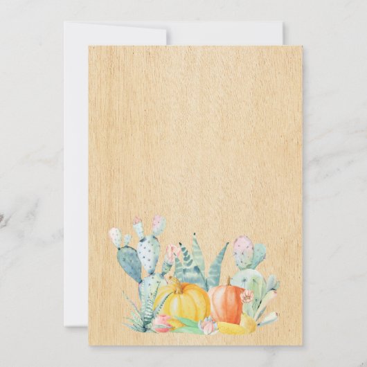 Thanksgiving Waterverf Desert Cactus Pumpkin Kaart (Achterkant)
