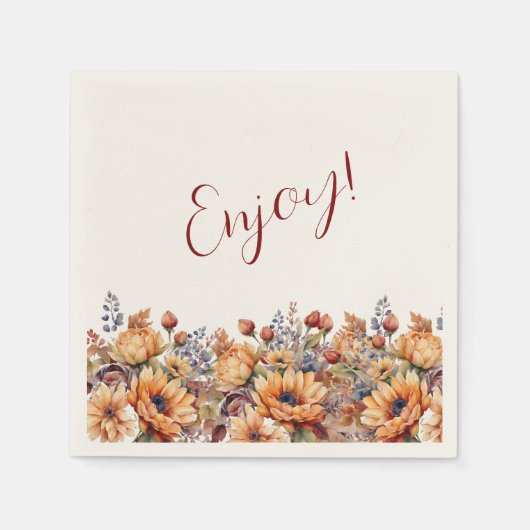 Thanksgiving-Waterverf en Bloemen- Servet (Voorkant)