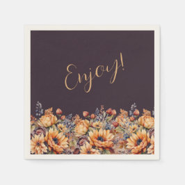 Thanksgiving-Waterverf en Bloemen- Servet