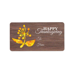 Thanksgiving Waterverf Floral Illustration Etiket