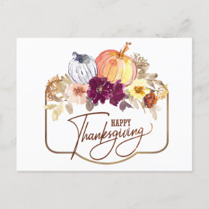 Thanksgiving Waterverf Floral Inspirerend Briefkaart