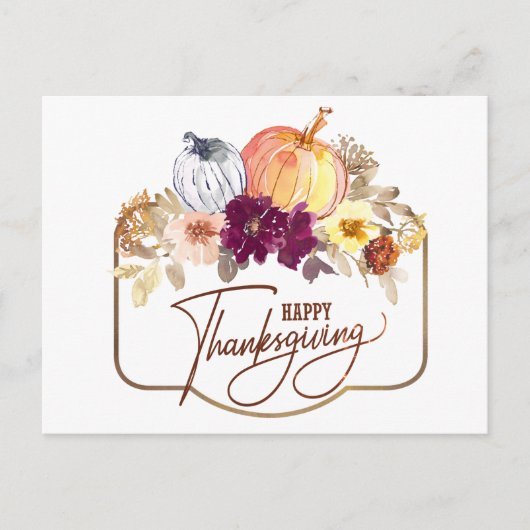 Thanksgiving Waterverf Floral Inspirerend Briefkaart (Voorkant)