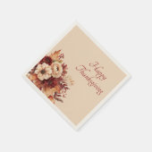 Thanksgiving-Waterverf Flowers-Cream en Red- Servet (Hoek)