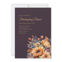 Thanksgiving-Waterverf Herfst Bloemen-Paarse-