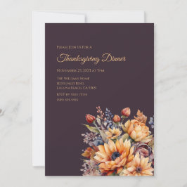 Thanksgiving-Waterverf Herfst Bloemen-Paarse- Kaart