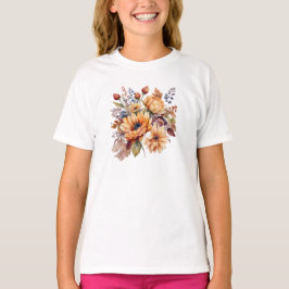 Thanksgiving-Waterverf Herfst Bloemen- T-shirt