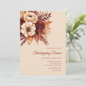 Thanksgiving-Waterverf Herfst Flowers-Cream en Roo Kaart (Staand voorkant)