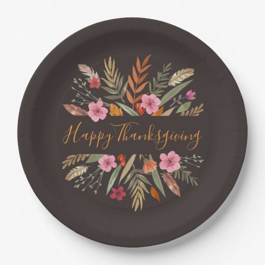 Thanksgiving WATERVERF HERFST FOLIAGE PAPIER BORDE Papieren Bordje (Voorkant)