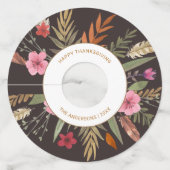 THANKSGIVING WATERVERF HERFST GEBLADERTE GLAZEN LA WIJNGLASLABEL (Voorkant)