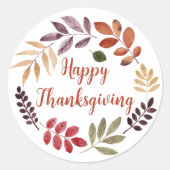 Thanksgiving Waterverf najaar bladeren Ronde Sticker (Voorkant)