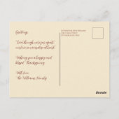 Thanksgiving-Waterverf pompoen bloemontwerp- Briefkaart (Achterkant)