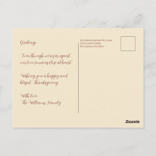 Thanksgiving-Waterverf pompoen bloemontwerp- Briefkaart (Achterkant)