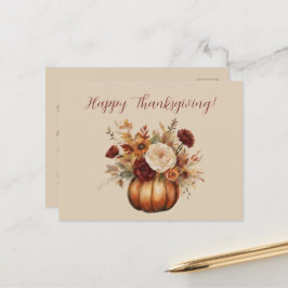 Thanksgiving-Waterverf pompoen bloemontwerp- Briefkaart