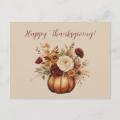 Thanksgiving-Waterverf pompoen bloemontwerp- Briefkaart (Voorkant)