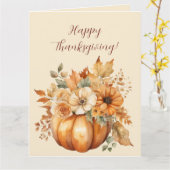 Thanksgiving-Waterverf pompoen bloemontwerp- Kaart (Gele Bloem)