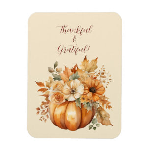 Thanksgiving-Waterverf pompoen bloemontwerp- Magneet